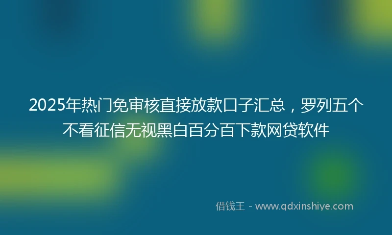 2025年热门免审核直接放款口子汇总，罗列五个不看征信无视黑白百分百下款网贷软件