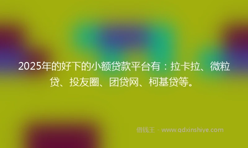 2025年的好下的小额贷款平台有：拉卡拉、微粒贷、投友圈、团贷网、柯基贷等。