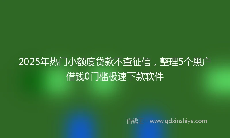 2025年热门小额度贷款不查征信，整理5个黑户借钱0门槛极速下款软件
