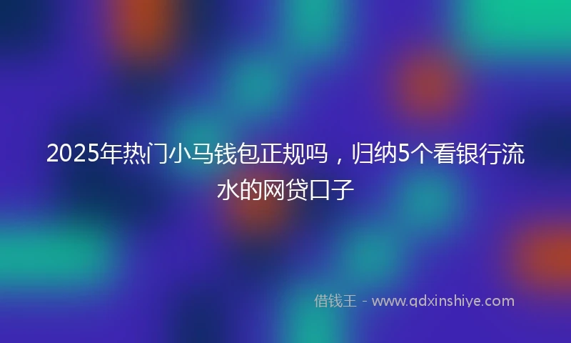 2025年热门小马钱包正规吗，归纳5个看银行流水的网贷口子