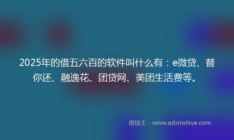 2025年的借五六百的软件叫什么有：e微贷、替你还、融逸花、团贷网、美团生活费等。