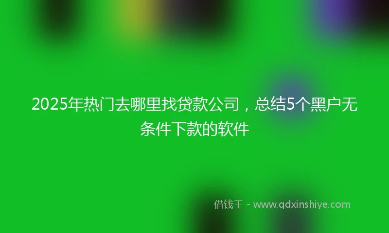 2025年热门去哪里找贷款公司，总结5个黑户无条件下款的软件