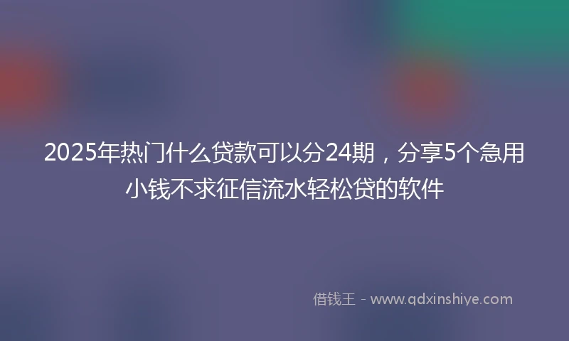 2025年热门什么贷款可以分24期，分享5个急用小钱不求征信流水轻松贷的软件