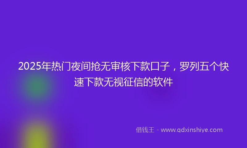 2025年热门夜间抢无审核下款口子，罗列五个快速下款无视征信的软件