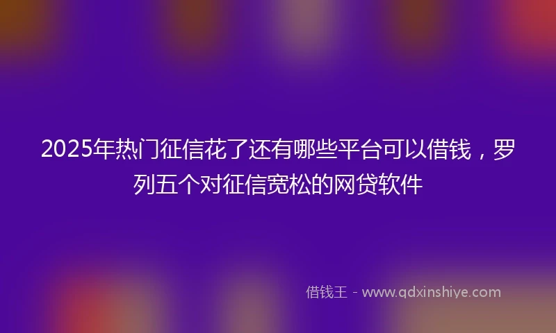 2025年热门征信花了还有哪些平台可以借钱，罗列五个对征信宽松的网贷软件