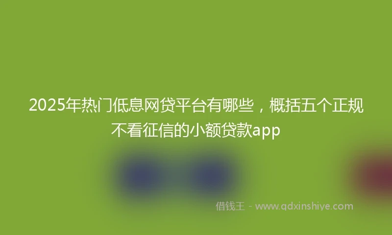 2025年热门低息网贷平台有哪些，概括五个正规不看征信的小额贷款app