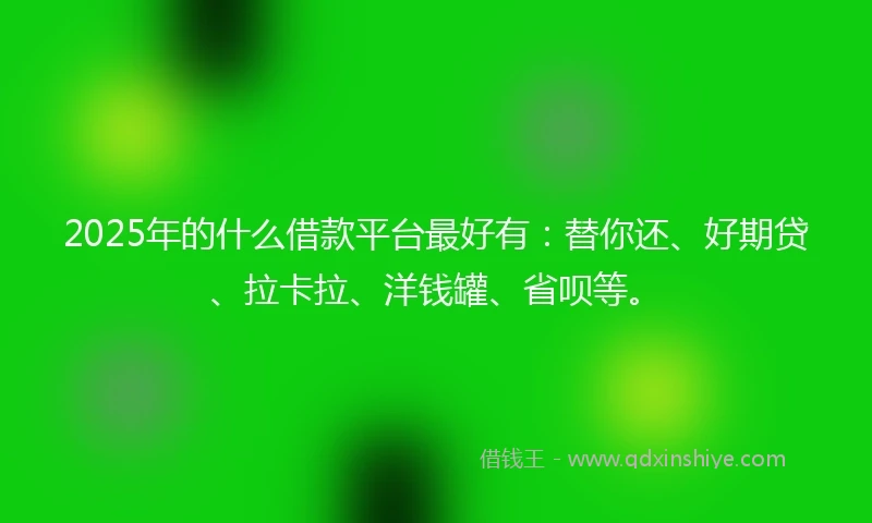 2025年的什么借款平台最好有：替你还、好期贷、拉卡拉、洋钱罐、省呗等。
