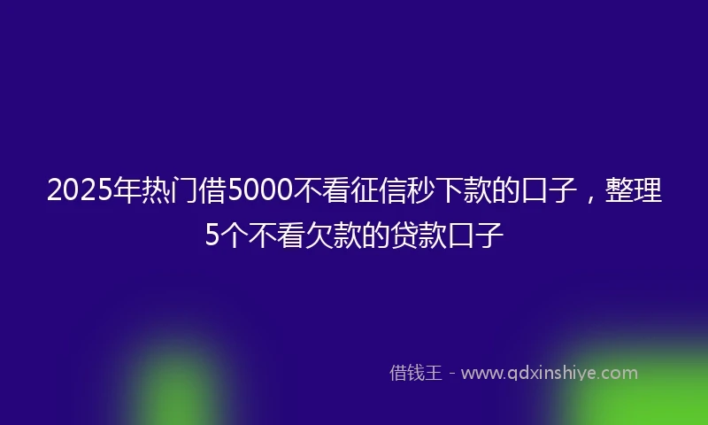 2025年热门借5000不看征信秒下款的口子，整理5个不看欠款的贷款口子