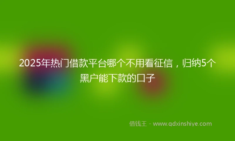 2025年热门借款平台哪个不用看征信，归纳5个黑户能下款的口子