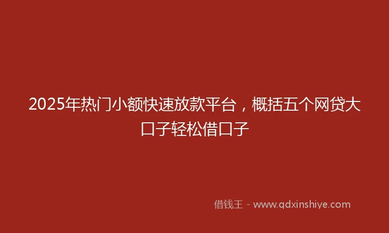 2025年热门小额快速放款平台，概括五个网贷大口子轻松借口子