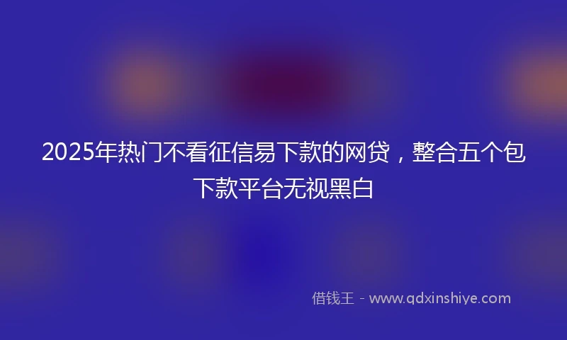 2025年热门不看征信易下款的网贷，整合五个包下款平台无视黑白