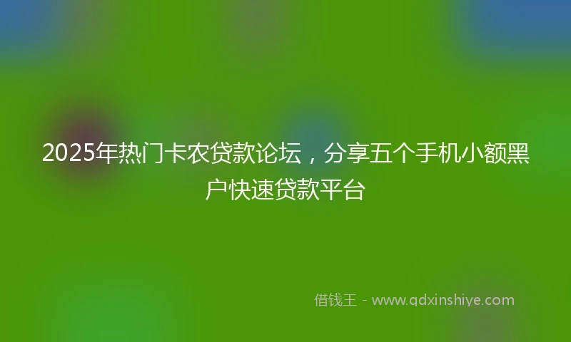 2025年热门卡农贷款论坛，分享五个手机小额黑户快速贷款平台