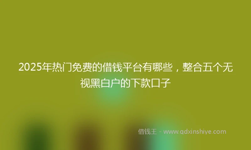 2025年热门免费的借钱平台有哪些，整合五个无视黑白户的下款口子