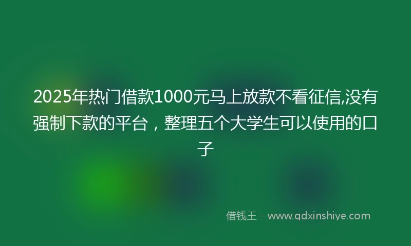 2025年热门借款1000元马上放款不看征信,没有强制下款的平台，整理五个大学生可以使用的口子
