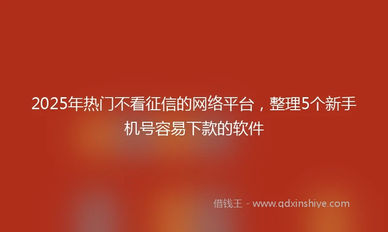 2025年热门不看征信的网络平台，整理5个新手机号容易下款的软件