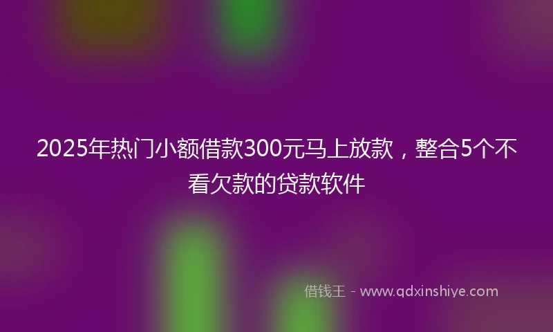 2025年热门小额借款300元马上放款，整合5个不看欠款的贷款软件