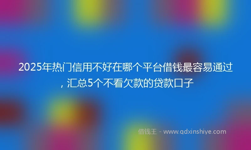 2025年热门信用不好在哪个平台借钱最容易通过，汇总5个不看欠款的贷款口子