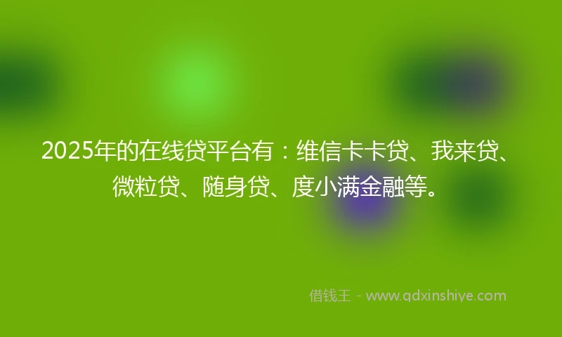 2025年的在线贷平台有：维信卡卡贷、我来贷、微粒贷、随身贷、度小满金融等。