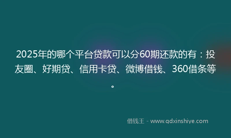 2025年的哪个平台贷款可以分60期还款的有：投友圈、好期贷、信用卡贷、微博借钱、360借条等。