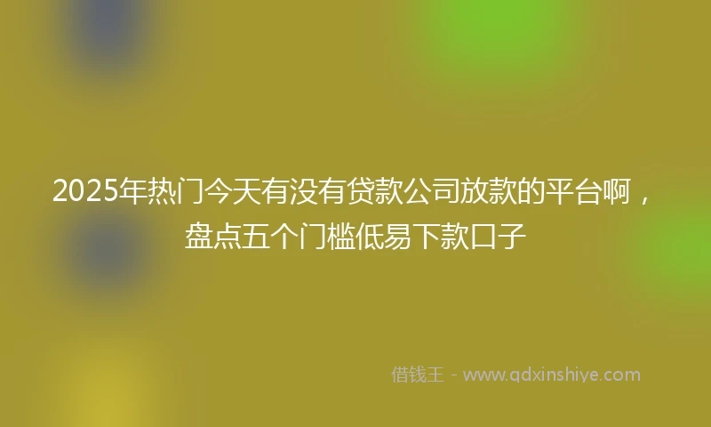 2025年热门今天有没有贷款公司放款的平台啊，盘点五个门槛低易下款口子