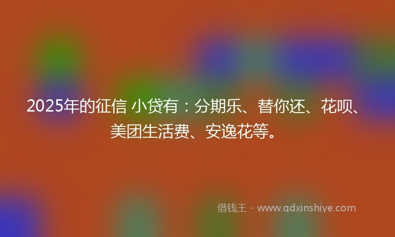 2025年的征信 小贷有：分期乐、替你还、花呗、美团生活费、安逸花等。