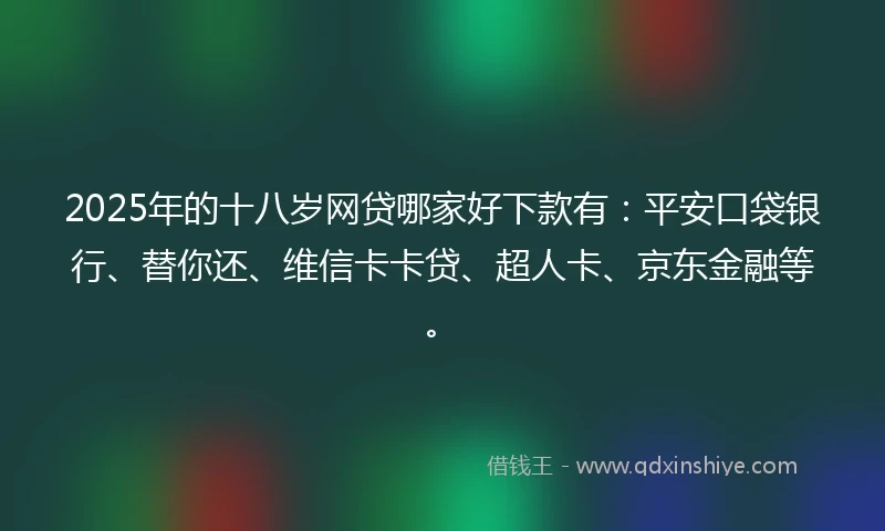 2025年的十八岁网贷哪家好下款有：平安口袋银行、替你还、维信卡卡贷、超人卡、京东金融等。