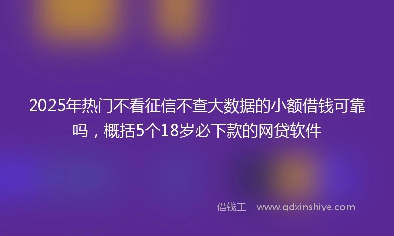 2025年热门不看征信不查大数据的小额借钱可靠吗，概括5个18岁必下款的网贷软件