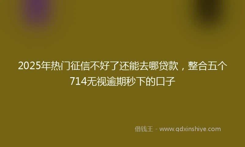 2025年热门征信不好了还能去哪贷款，整合五个714无视逾期秒下的口子