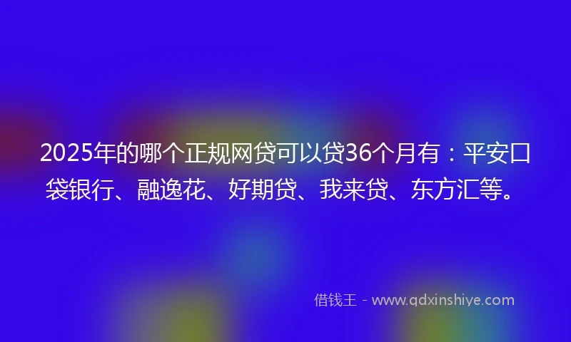2025年的哪个正规网贷可以贷36个月有：平安口袋银行、融逸花、好期贷、我来贷、东方汇等。