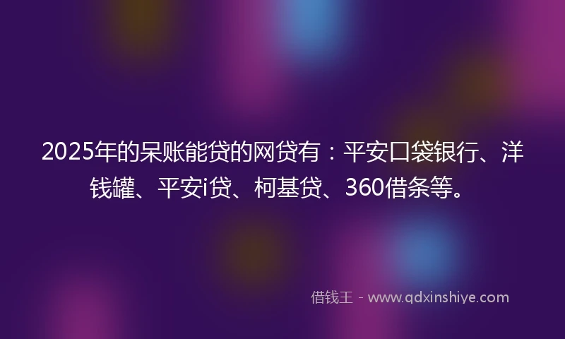 2025年的呆账能贷的网贷有：平安口袋银行、洋钱罐、平安i贷、柯基贷、360借条等。