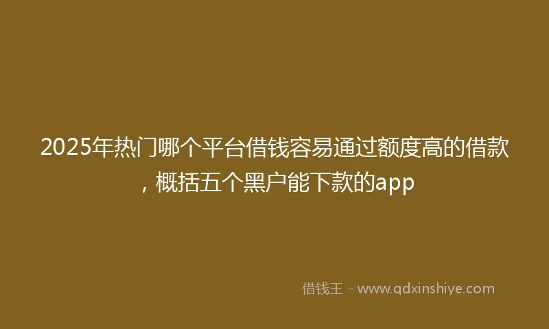 2025年热门哪个平台借钱容易通过额度高的借款，概括五个黑户能下款的app