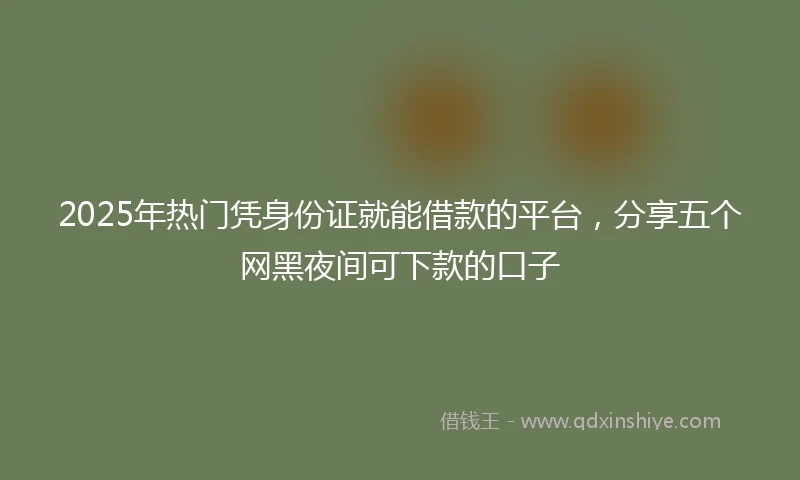 2025年热门凭身份证就能借款的平台，分享五个网黑夜间可下款的口子