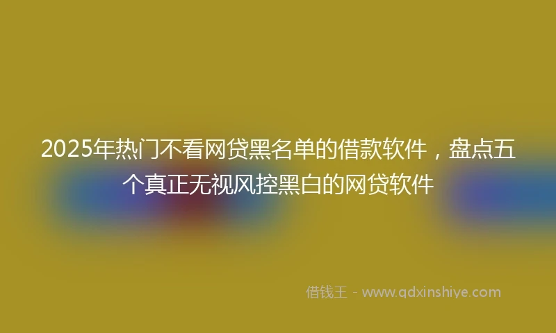 2025年热门不看网贷黑名单的借款软件，盘点五个真正无视风控黑白的网贷软件