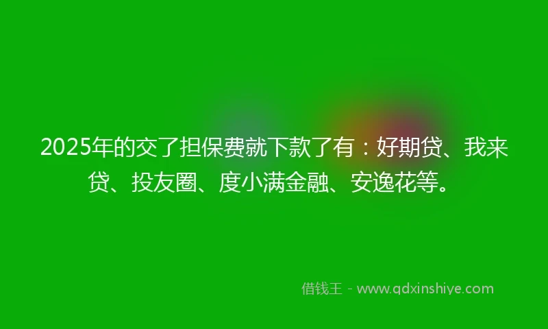 2025年的交了担保费就下款了有：好期贷、我来贷、投友圈、度小满金融、安逸花等。