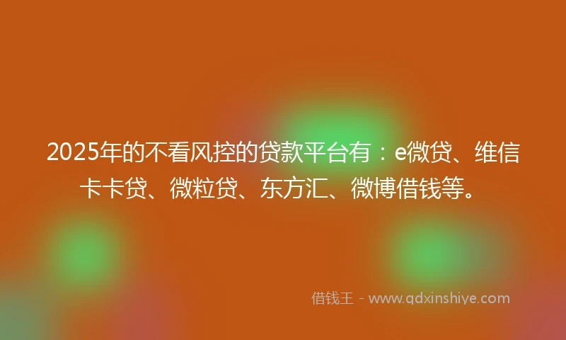 2025年的不看风控的贷款平台有：e微贷、维信卡卡贷、微粒贷、东方汇、微博借钱等。