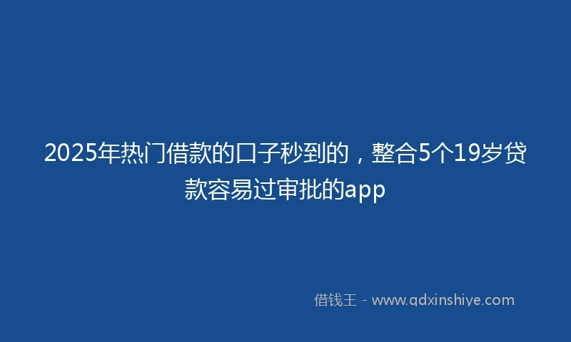2025年热门借款的口子秒到的，整合5个19岁贷款容易过审批的app
