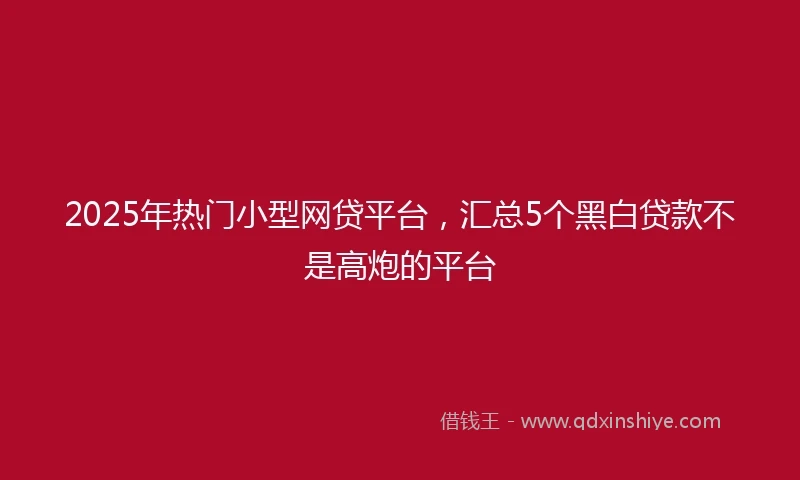 2025年热门小型网贷平台，汇总5个黑白贷款不是高炮的平台