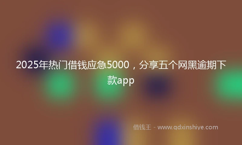 2025年热门借钱应急5000，分享五个网黑逾期下款app