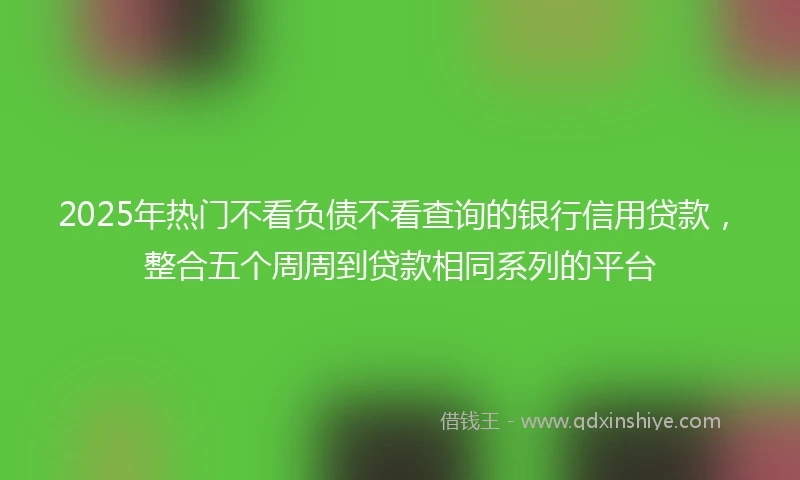 2025年热门不看负债不看查询的银行信用贷款，整合五个周周到贷款相同系列的平台