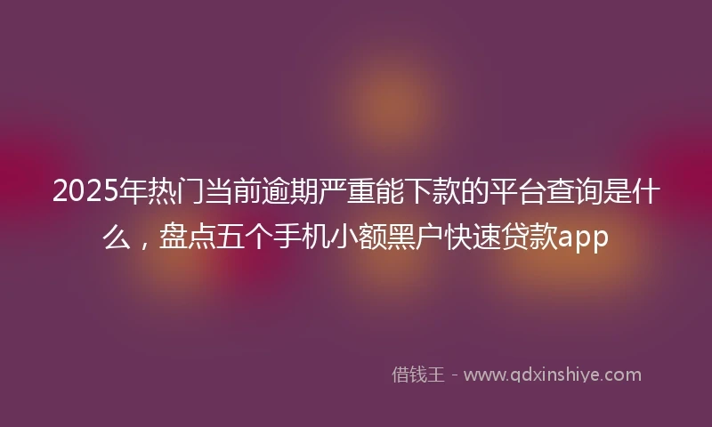 2025年热门当前逾期严重能下款的平台查询是什么，盘点五个手机小额黑户快速贷款app