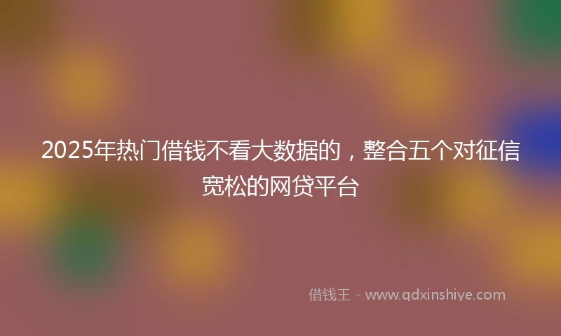 2025年热门借钱不看大数据的，整合五个对征信宽松的网贷平台