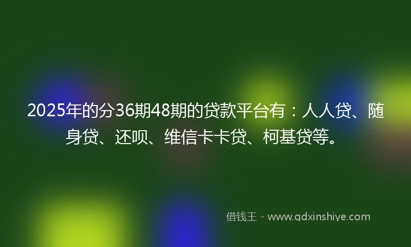 2025年的分36期48期的贷款平台有：人人贷、随身贷、还呗、维信卡卡贷、柯基贷等。