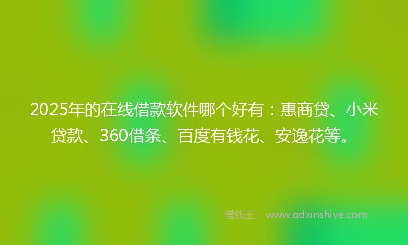 2025年的在线借款软件哪个好有：惠商贷、小米贷款、360借条、百度有钱花、安逸花等。