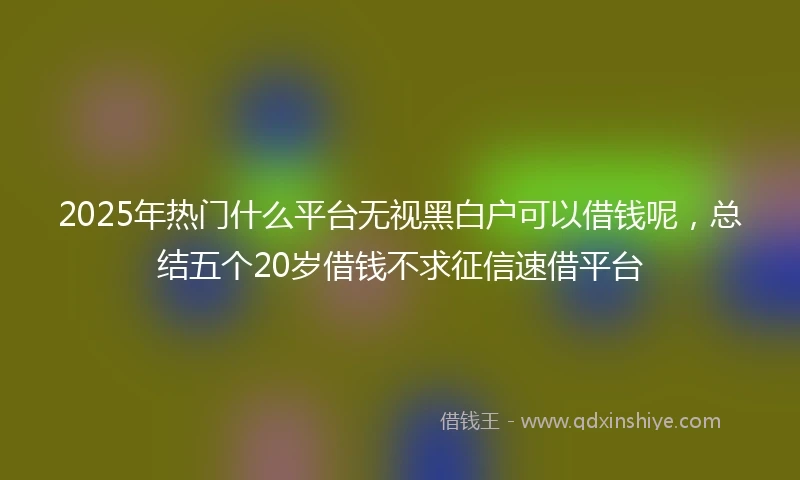 2025年热门什么平台无视黑白户可以借钱呢，总结五个20岁借钱不求征信速借平台