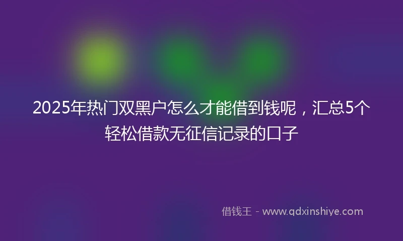 2025年热门双黑户怎么才能借到钱呢，汇总5个轻松借款无征信记录的口子