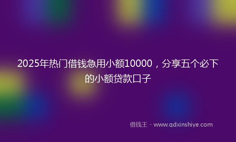 2025年热门借钱急用小额10000，分享五个必下的小额贷款口子