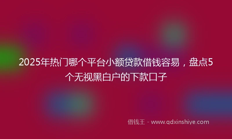 2025年热门哪个平台小额贷款借钱容易，盘点5个无视黑白户的下款口子