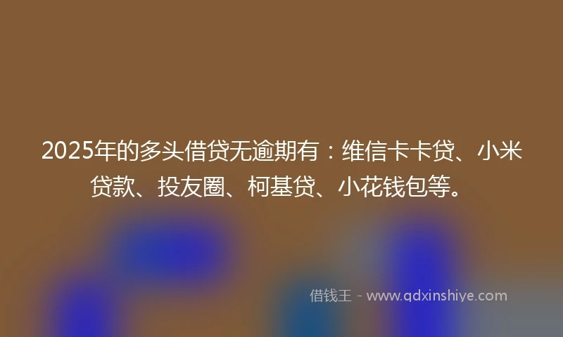 2025年的多头借贷无逾期有：维信卡卡贷、小米贷款、投友圈、柯基贷、小花钱包等。