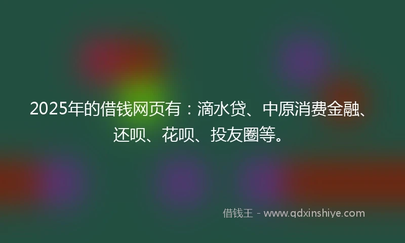 2025年的借钱网页有：滴水贷、中原消费金融、还呗、花呗、投友圈等。