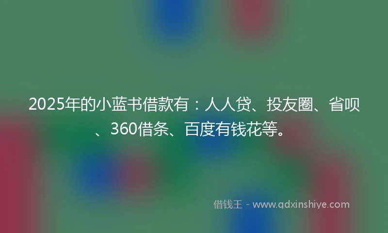 2025年的小蓝书借款有：人人贷、投友圈、省呗、360借条、百度有钱花等。